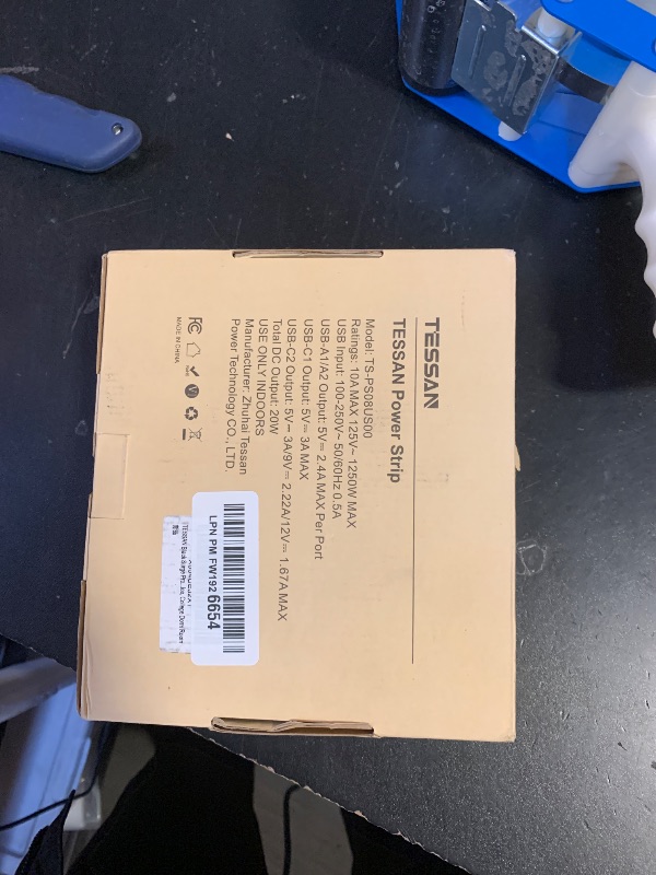 Photo 1 of TESSAN Black Extension Cord with Fast Charger, Surge Protector Power Strip with 6 Outlets and 4 USB Ports (2 USB C), 2100 Joules Protection, Flat Plug, Multi Outlet Extender for Home, Office, Dorm