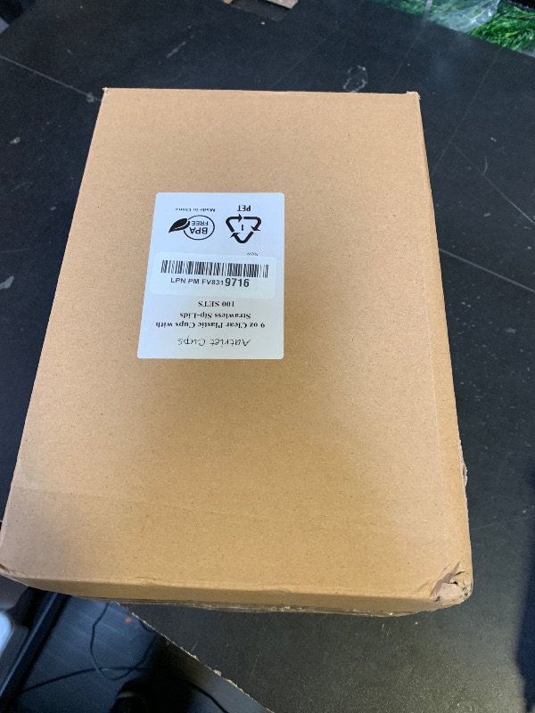 Photo 1 of 100 Pack 9 oz Clear Plastic Cups with Strawless-Sip-Lids, Disposable Cups Plastic Iced Coffee Cups, To Go Cups with Sip Through Lids for Smoothie, Milkshake, Cold Drinks for Party, Wedding, Event