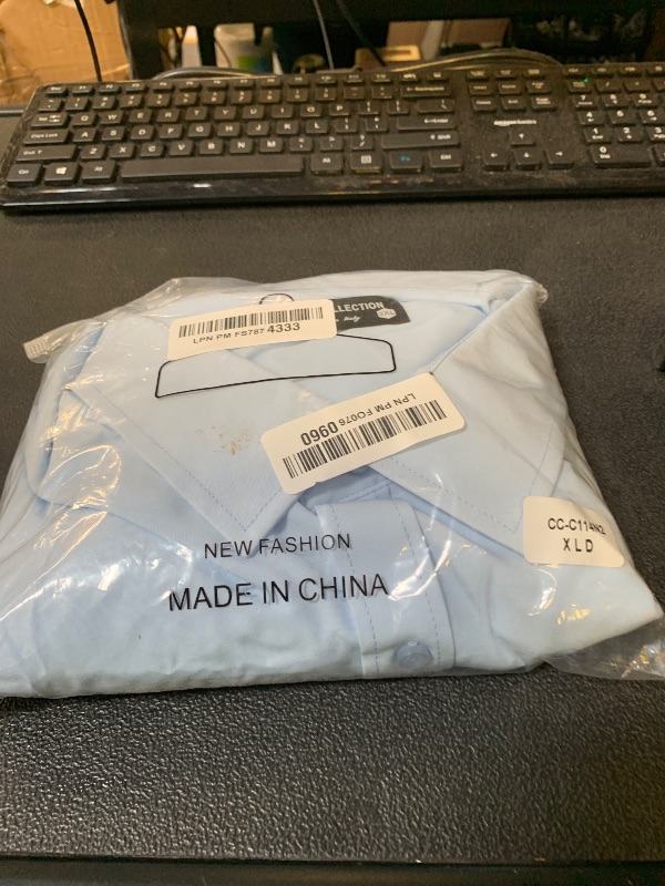 Photo 1 of BEILU Stretch Mens Slim Fit Dress Shirts Formal Long Sleeve Button Down Shirts Light Blue 3X-Large