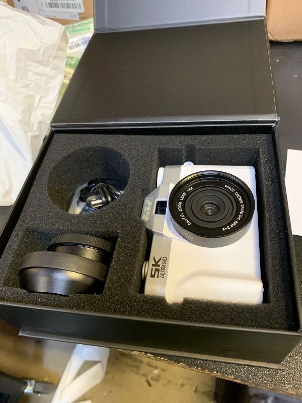 Photo 1 of Digital Camera,UHD 75MP 5K for Photography with WiFi,64GB SD Card Vlogging Travel Camera for YouTube,Featuring 3" 180°Flip Screen,Suitable for Beginners and Teens,White