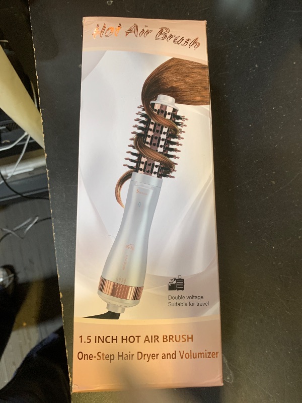 Photo 1 of 1.5 Inch Barrel (2.8’’ Plus Bristles) Dual Voltage(110~250V) Round Brush Blow Dryer, Hair Dryer Brush with European Plug Adapter, 4-in-1 Negative Ionic One Step Volumizer Dryer