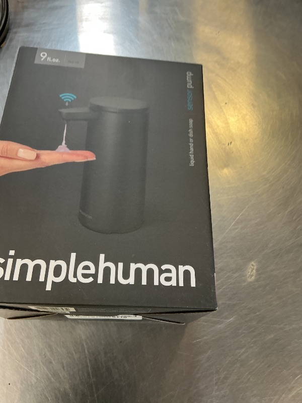 Photo 1 of simplehuman 9 oz. Touch-Free Automatic Rechargeable Sensor Pump, Matte Black Stainless Steel, New