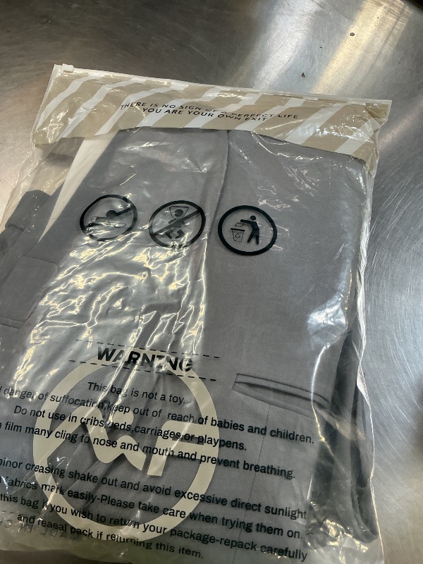 Photo 1 of WULFUL Men's 2 Piece Slim Fit Suit Set One Button Blazer Jacket Pants Tuxedo Set for Party, Wedding and Business Light Gray