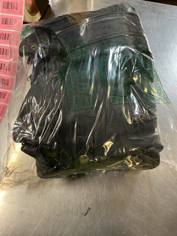 Photo 1 of The Leather Factory Men's SWORD Genuine Lambskin Leather Biker Jacket 2XL Black