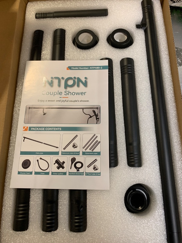 Photo 1 of NTPN Dual Shower Head with Handheld for Couples, High Pressure Double Shower Heads for Two People Rod, Two Showerhead System Fit 2 Person, Gifts for Women Men, SPA-Like (Black, Segmented Design)