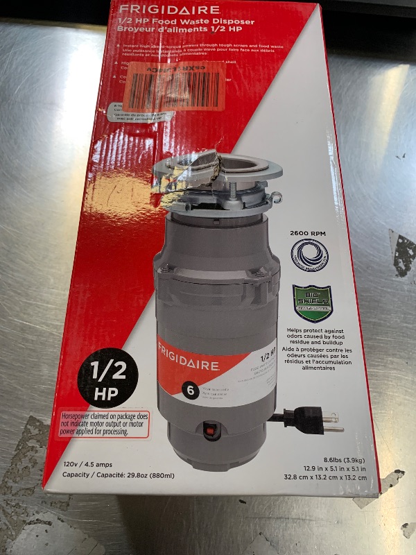 Photo 1 of Frigidaire 1/2 HP Corded Garbage Disposal for Kitchen Sinks | FF05DISPC1