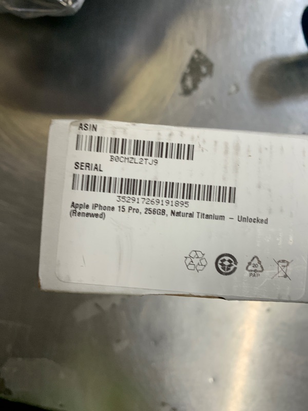 Photo 1 of Apple iPhone 15 Pro, 256GB, Natural Titanium - Unlocked (Renewed)