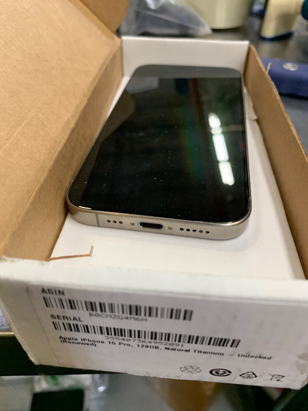 Photo 1 of Apple iPhone 15 Pro, 128GB, Natural Titanium - Unlocked (Renewed)