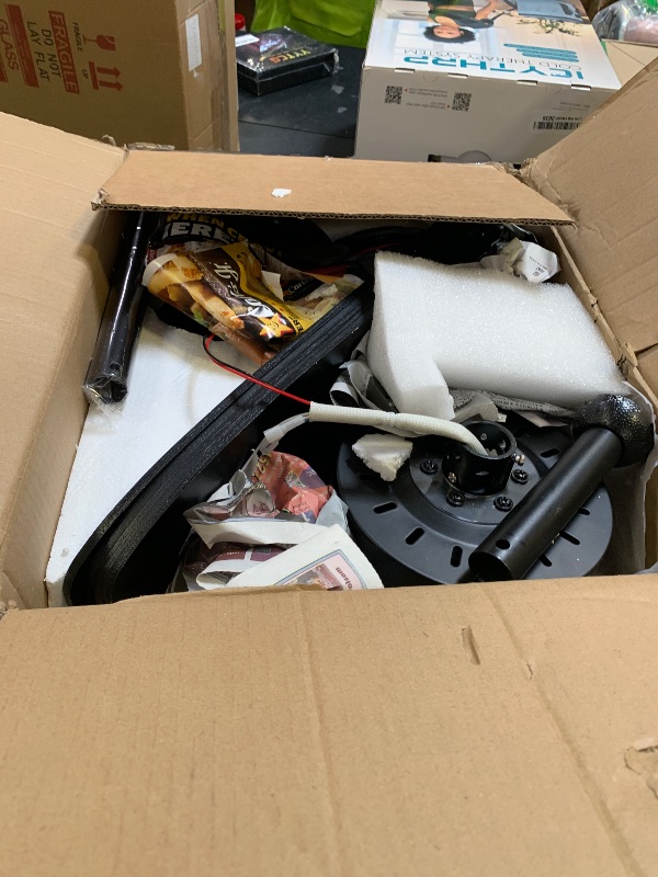 Photo 1 of Ensenior 52 inch Ceiling Fan with Light and Remote, Noiseless Reversible DC Motor Fandelier Ceiling Fan, 6 Speeds, 3CCT, Black Modern Ceiling Fan for Bedroom and Living Room, 5 Dual-Finish Blades