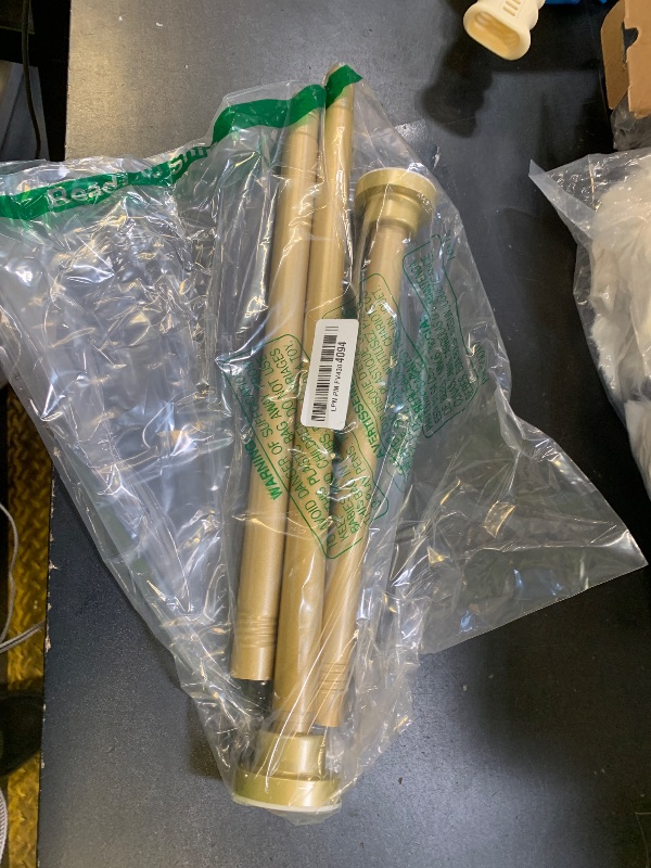 Photo 1 of 1 Pack Gold Spring Tension Curtain Rod 28-48 Inches, 7/8" inch Adjustable Curtain Rod No Drill, Anti-slip Spring Curtain Rod for Windows Bathroom Kitchen Closet Doorway