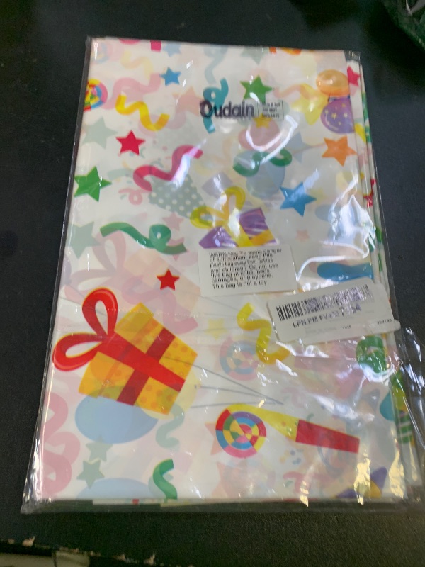 Photo 1 of Oudain 3 Pcs Happy Birthday Tablecloth Decorations 84 Inch Plastic Disposable Round Table Covers Waterproof Colorful Balloons Confetti Tablecloth for Women Birthday Party Supplies Baby Shower(White)