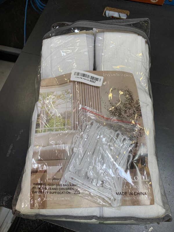 Photo 1 of Extra Long 100% Blackout Linen Curtains 120 Inches Long for Living Room Bedroom Large Window Pinch Pleated with Hooks Rings Back Tab Thermal Insulated Light Blocking Boho Track Curtains Birch Ivory