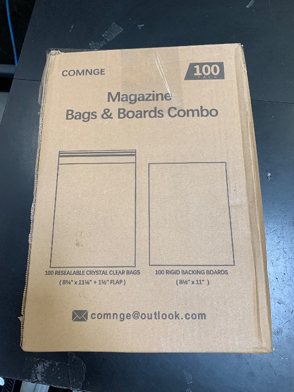 Photo 1 of 100 Pack Magazine Bags and Boards - Acid-Free & Archival Quality, Resealable 8 ¾" x 11 ?" Magazine Sleeves and 24pt Backing Boards for Standard Sized Magazine, Magazines Protection