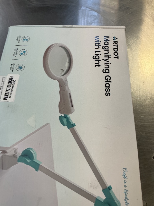 Photo 1 of *********READ CLERK NOTES*********
ARTDOT Detachable Magnifying Glass with Light & Stand for Close Work Large Lighted Magnifier Desk Lamp for Crafting, Puzzles, Diamond Painting, Miniature Painting, and Reading