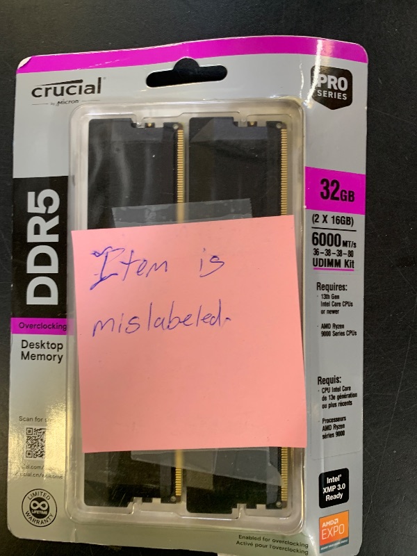 Photo 1 of Crucial 16GB DDR5 RAM Kit (2x8GB), 5600MHz Desktop Memory, UDIMM 288-Pins, Compatible with Intel Core and AMD Ryzen 7000 - CT2K8G56C46U5