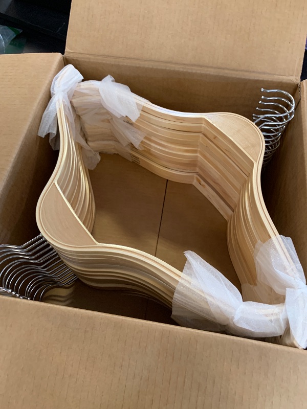 Photo 1 of TOPIA HANGER Slim Natural Wood Hangers with Extra Soft Non-Slip Rubber Grips, 30-Pack High-Grade Fashion Hanger No Shoulder Bump for Sweaters, Hoodies, Jacket, Dress, Coat -CT15N30