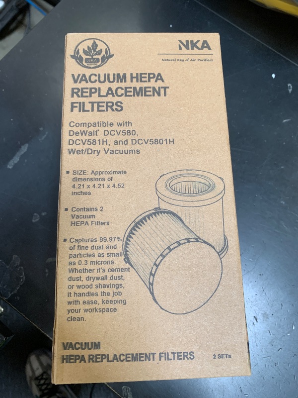 Photo 1 of 2 Pack DCV5801H HEPA Filter Compatible with DEWALT DCV580H, DCV581H 20V MAX Wet/Dry Vacuum, with 4 Foam Sleeve Filters & 1 Brush