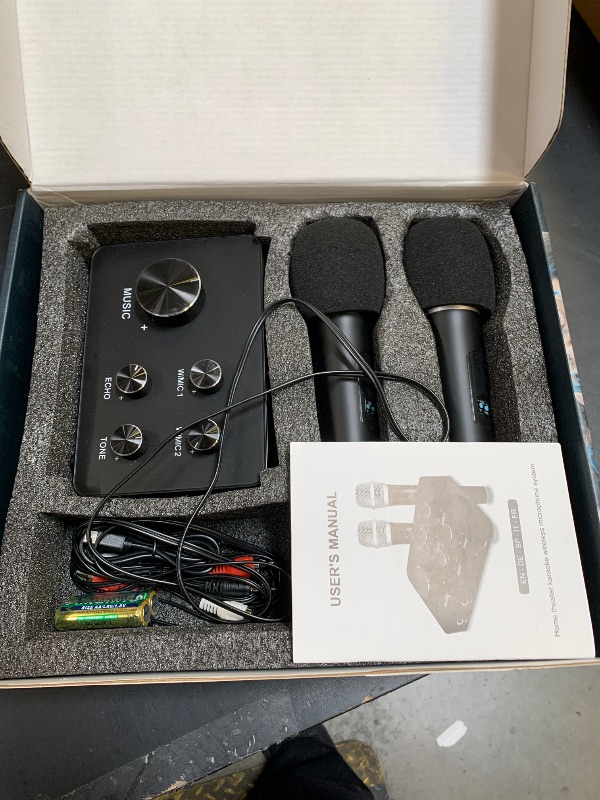 Photo 1 of Rybozen Wireless Microphone Karaoke Mixer System, Dual Handheld Wireless Microphone for Karaoke, Smart TV, PC, Speaker, Amplifier, Church, Wedding - Support HDMI, AUX In/Out