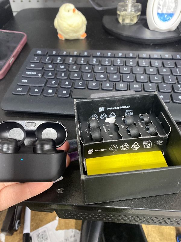 Photo 1 of right earbud nonfunctional--------------------------------Technics Reference Class Hi-Fi Wireless Earbuds, Dolby Atmos, Head Tracking, Adaptive Noise Cancelling, 3 Device Multipoint, 10-hr Battery, Wireless Charging, in Ear Headphones - EAH-AZ100-K (Black