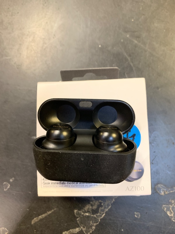 Photo 1 of right earbud nonfunctional--------------------------------Technics Reference Class Hi-Fi Wireless Earbuds, Dolby Atmos, Head Tracking, Adaptive Noise Cancelling, 3 Device Multipoint, 10-hr Battery, Wireless Charging, in Ear Headphones - EAH-AZ100-K (Black