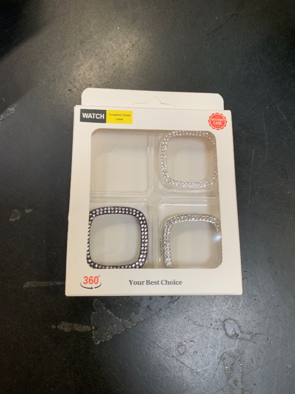 Photo 1 of [Double Diamonds] SINGEAR Bling Protector Case Compatible for Fitbit Versa 3/Versa 4/Sense/Sense 2, Shiny Crystal Rhinestone Bumper Frame for Women Smart Watch (Clear+Black+Silver, Versa 4 & Sense 2) 3 pck