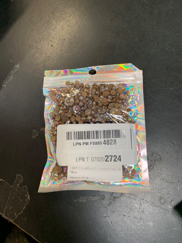 Photo 1 of 1000PCS Mixed Sizes 3/4/5/6/8/10mm Flatback Half Round Pearls Gems for Crafting, AB Color Pearl Beads Stones for Crafts Jewelry Clothes Shoes Dress Nail Art Making Embellishments (Coffee AB)