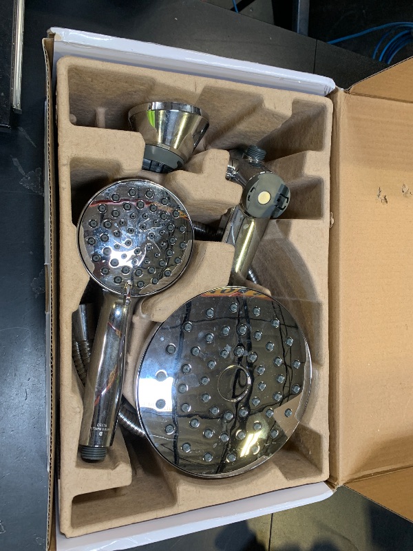 Photo 1 of Delta 6-Setting PivotPro 3-in-1 Combination Shower Head with ProClean Spray, Chrome Round Shower Head Rainfall with Handheld Spray, 1.75 GPM, Chrome 75649