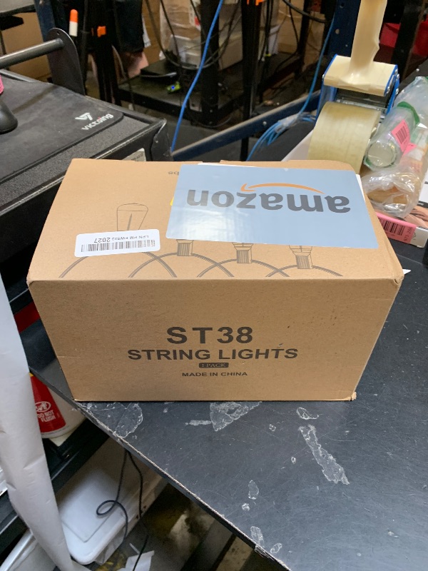 Photo 1 of Outdoor String LED Patio Lights - 100Ft 30M Outside Waterproof Light with Remote Dimmable ST38 Shatterproof Bulb Connectable Hanging Outdoor Electric Lighting for Backyard Yard Gazebo Porch Party