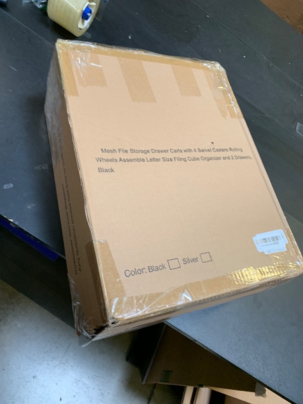 Photo 1 of *INCOMPLETE** EasyPAG 3-Tier Rolling File Cart with 1 Large & 2 Small Baskets – Adjustable Hanging Organizer, Under Desk Storage, Mobile File Cabinet for Home/Office, Black