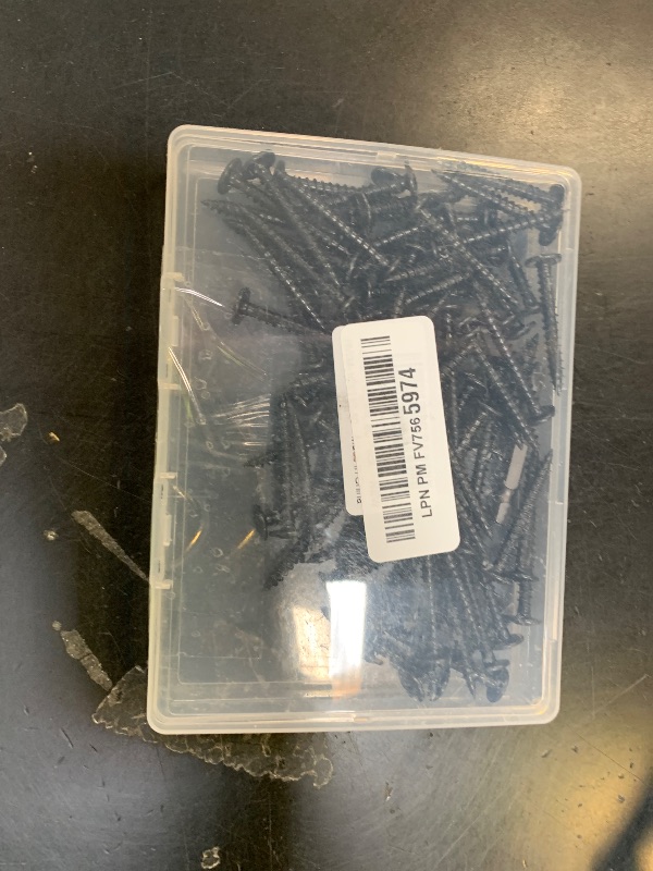 Photo 1 of #10 x 1-1/2" (80 PCS) Modified Truss Head Wood Screws, Phillips Drive Quick Metal Self Tapping Screws, Black Coating, Full Thread, Screwdriver Bit Included