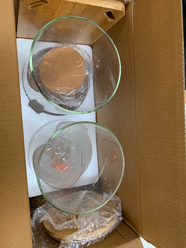 Photo 1 of 1.5 Gallon 2 PACK Glass Drink dispenser, Beverage Dispenser With Wood Stand, Lemonade Dispenser with Airtight Valve and Stainless Steel Spigot,Drink Dispenser for Parties