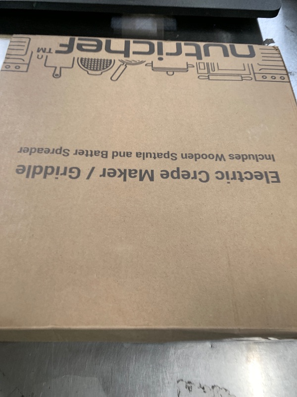 Photo 1 of **USED, DAMAGED** NutriChef Electric Crepe Maker & Griddle Cooktop | Nonstick Reversible 12 Inch Hot Plate with LED Indicator Lights & Adjustable Temperature Control | Wooden Spatula & Batter Spreader Included