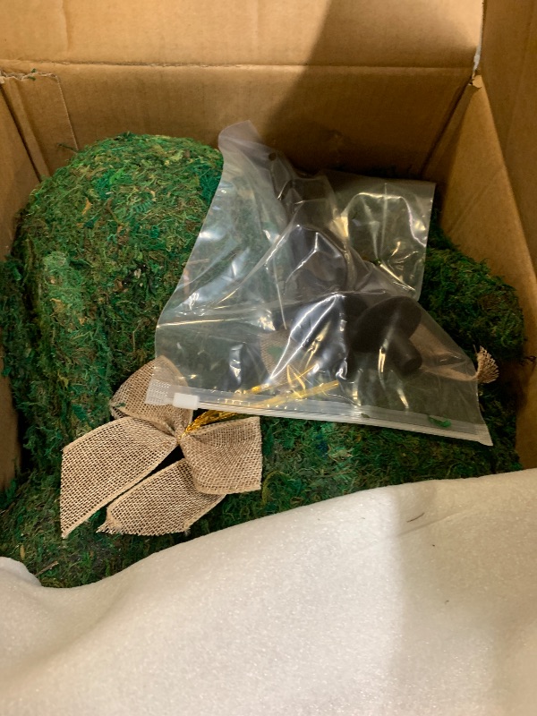 Photo 1 of Geelin 23.6'' Easter Bunny Decorations Moss Bunny Shaped Topiary Trees with Ground Spike Artificial Moss Rabbit Topiary Faux Plants Outdoor for Easter Party Indoor Outdoor Garden Decor