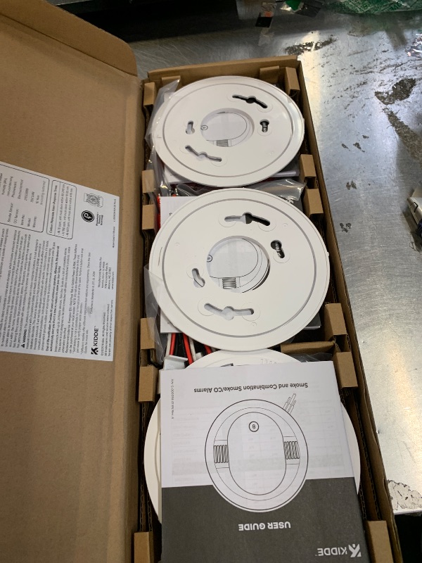 Photo 1 of Kidde  And Carbon Monoxide Detector, Hardwired with AA Battery Backup, LED Status Lights, Interconnected, 85 dB Alarm, 5 inches, 3-Pack