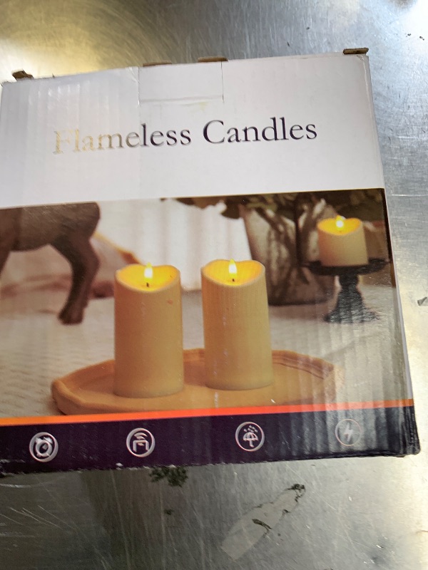 Photo 1 of *INCOMPLETE** Raycare 6"x3" Outdoor Waterproof Flameless Candles with Remote and Timer, Battery Operated LED Electric Fake Pillar Candle for Christmas Home Wedding Decor, Dark Ivory, Set of 2