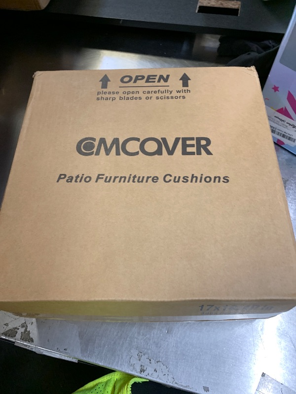 Photo 1 of Comcaver Outdoor Chair Cushions 16 x 17 Inch, Set of 4, Water Resistant Patio Chair Cushions with Tie 3 Year Color Fastness Thick Outdoor Seat Cushion for Garden Lawn Patio Furniture Dark Grey