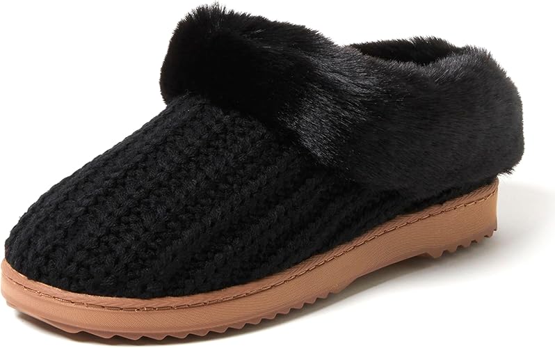 Photo 1 of Dearfoams Women's Memory Foam Cozy Soft House Slippers Gifts for Women Hannah Knit Clog House Shoes Large 9-10
