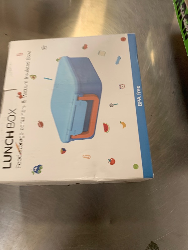 Photo 1 of **DAMAGED** BEAQUEE Kids Lunch Box Set with Bento Box, 9oz Stainless Steel Thermos & Insulated Lunch Bag – Hot & Cold Leakproof Lunch Container with Utensils for School & Travel, Purple Set