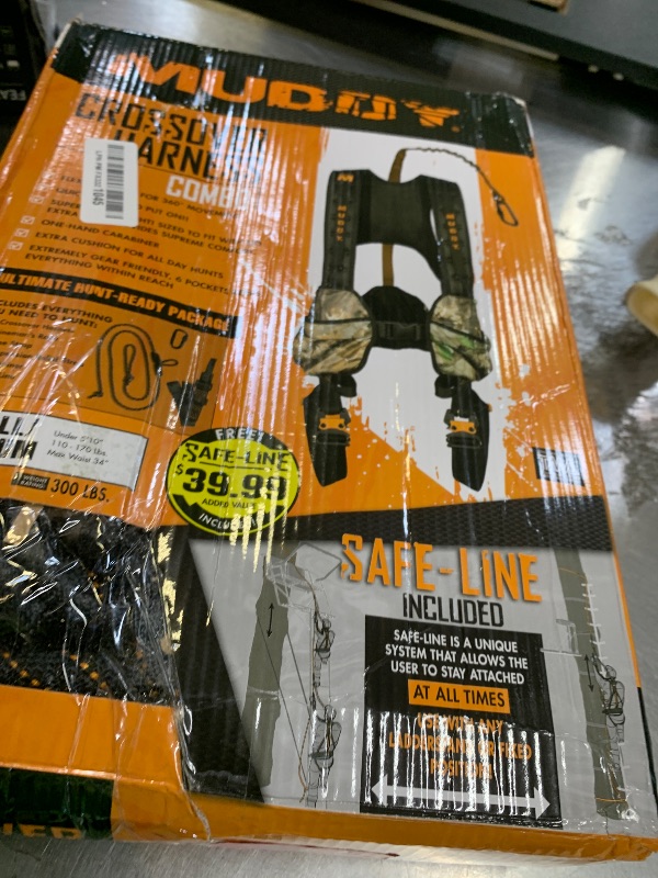 Photo 1 of Muddy Hunting Tree Stand Safety Systems Lightweight Padded Nylon Quick-Release Crossover Harness Combo, Small/Medium