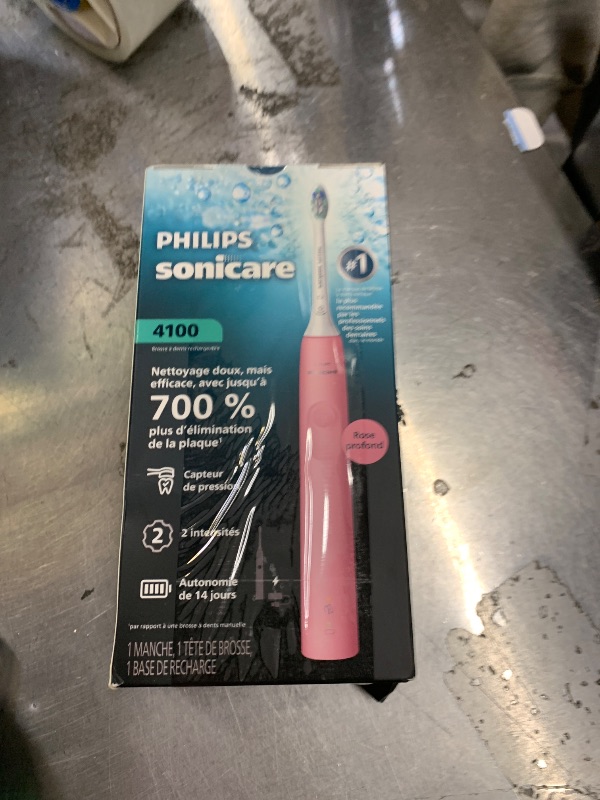 Photo 1 of Philips Sonicare 4100 Series Electric Toothbrush - Sonic Toothbrush with Advanced Sonic Technology, Pressure Sensor, Two Intensity Settings, Smartimer & Quadpacer, Deep Pink, Model HX3681/26