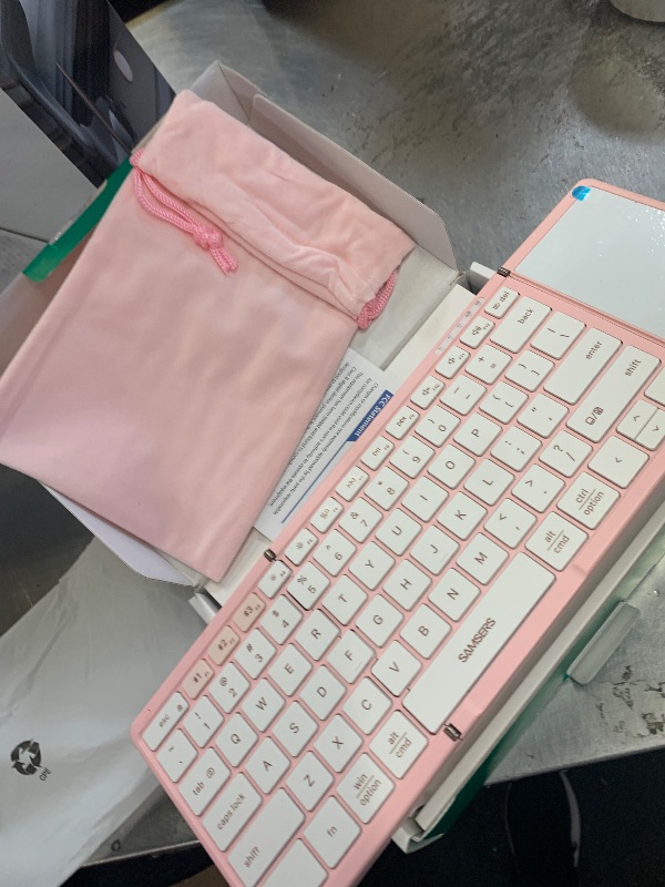 Photo 1 of Samsers Foldable Bluetooth Keyboard with Touchpad, Full-Size Wireless Portable Travel Folding Keyboard for iOS Android Windows Mac OS, Support 3 Devices (BT5.1 x 3), Pink