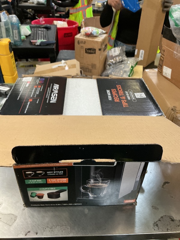 Photo 1 of AIRMSEN Grind & Brew Coffee Maker with Built-in Grinder (2026 Model) - Single-Serve, Compatible with K-Cup Pods & Ground, 1000W Fast 6-14oz Brewer, Descaling Alert, Touchscreen & 50oz Removable Tank