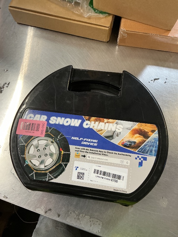 Photo 1 of Snow-Chains Auto Fixing 1 Min Quick Fit Easy Installation Tire-Chains, Portable Reusable Universal Emergency Tire Traction Chain for Passenger Car, Pickup Trucks and SUV - Set of 2 (HKN-90)