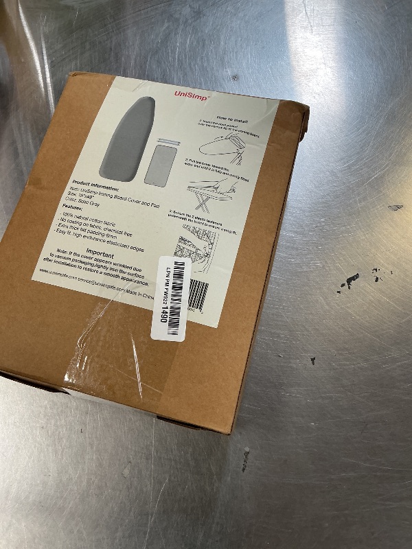 Photo 1 of UniSimp Ironing Board Cover and Pad 18"x49" Extra Thick Natural Cotton, Scorch and Stain Resistant Iron Board Cover, Wide Ironing Board Cover with Fasteners Heavy Duty Heatproof Elastic Edge Gray