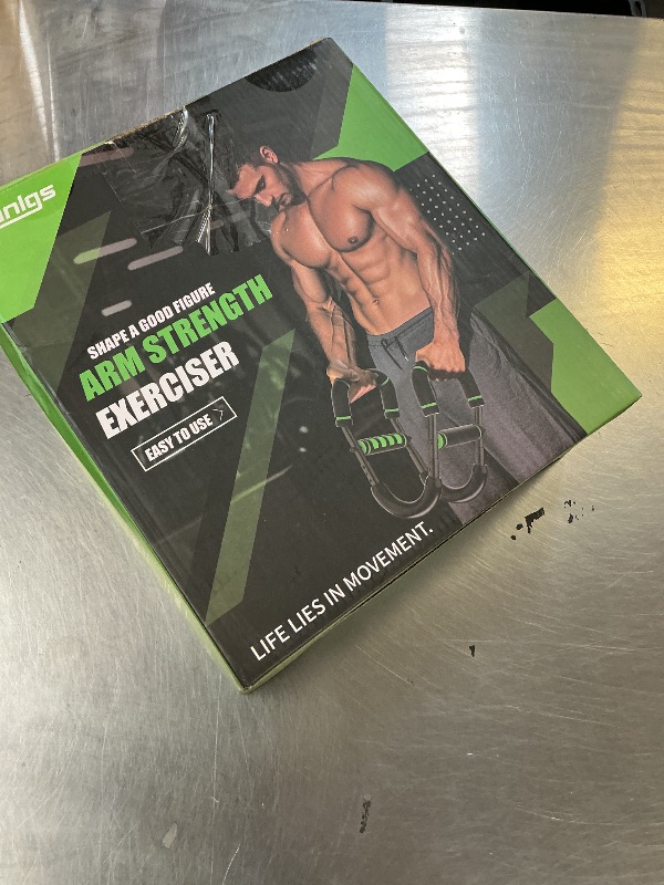 Photo 1 of Vanlgs Twister Arm Trainer for Men, Chest Workout Equipment 5-Level Adjustable (40-130lb) with Ergonomic 27° Targets Biceps/Clip/Thigh, Portable Exerciser for Home Gym Travel Fitness, Blue