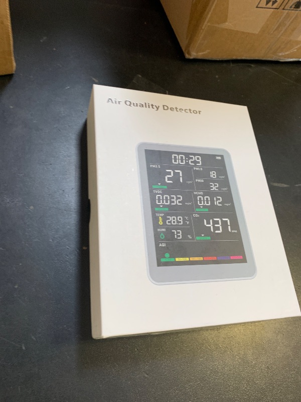 Photo 1 of Professional Indoor Air Quality Monitor with AQI Alarms, Portable Real-Time Detector for Home Cars Plants and Pets (Snow White)