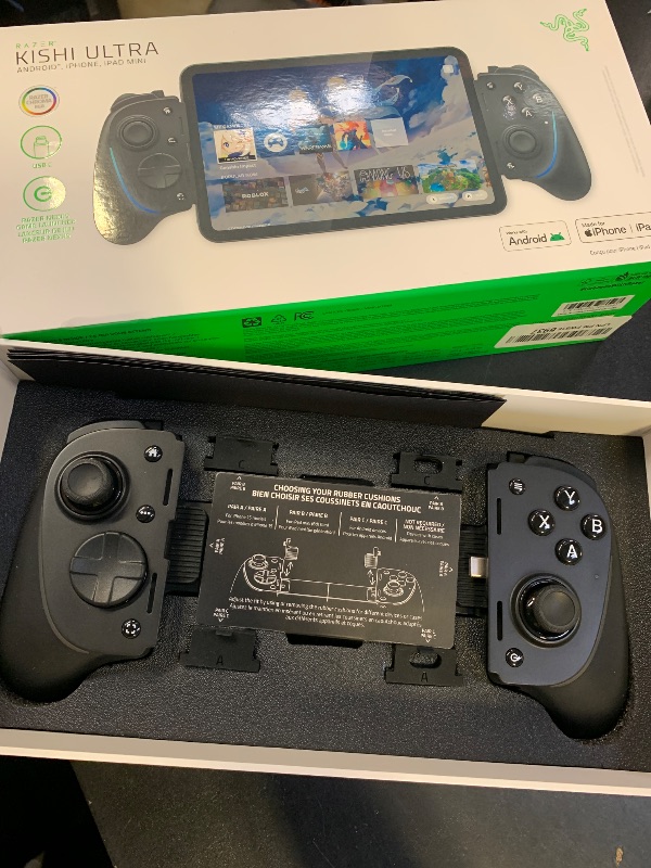 Photo 1 of Razer Kishi Ultra Gaming Controller for Android, iPhone 15 & 16 Series, iPad Mini A17 Pro & 6 (USB C): Pro Controls - Ergonomic Grip - Stream PC, Xbox, PS5 Games on Mobile, Phone, Tablet - Chroma RGB