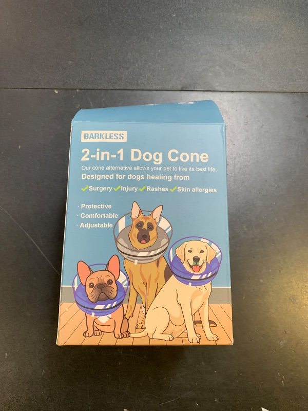 Photo 1 of BARKLESS Dog Cone, Inflatable Dog Cone After Surgery for Large Breeds, Soft Surgery Collar with Enhanced Anti-Licking Guard Shield for Pets, Patented Protective Donut Collar
