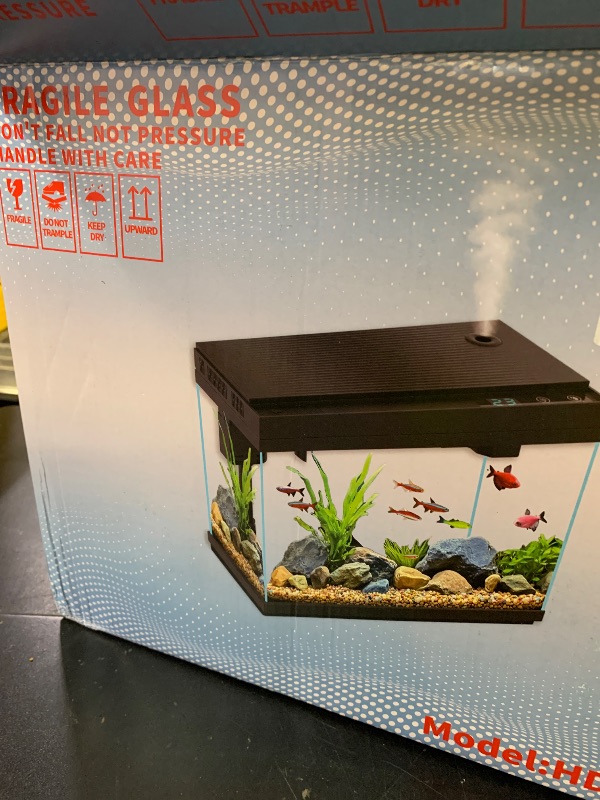 Photo 1 of **USED/INCOMPLETE** Vehipa Fish Tank, 2.4 Gallon Fish Aquarium, Fish Tank Starter kit with Smart Humidifier, Temperature Display, 7-Color Lighting, 3 in 1 Quiet Pump with Filteration & Oxygenation & Circulation