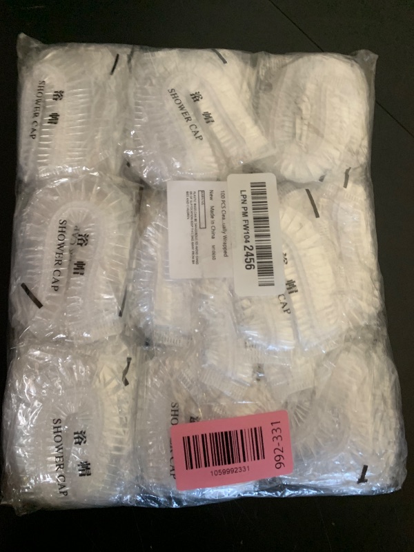 Photo 1 of 100 PCS Clear Disposable Plastic Shower Caps Large Elastic Thick Bath Cap For Women Spa,Home Use,Hotel and Hair Salon,Pack of 100 Individually Wrapped